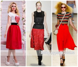 С чем носить красную юбку миди?